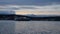 The Norwegian coastal express, Hurtigruten, leaving Tromsoe city.