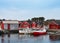 Norwegian fishing village with red wooden houses