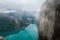 Norwegian fjord view from famous Prekestolen rock