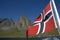 Norwegian flag and fjord