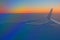 Norwegian flight image at sunrise in the ocean beyond Menorca