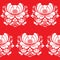 Norwegian folk art seamless white pattern on red background