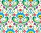 Norwegian folk art vector seamless pattern - Rosemaling style embroidery design