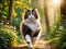 A Norwegian Forest cat strutting proudly in the park