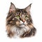 Norwegian Forest portrait icon front head cat.