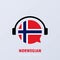 Norwegian language course banner. Distance education. Vector EPS 10. Isolated on background