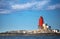 Norwegian lighthouse with large red tower