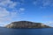 Norwegian mountains seen from the sea. Above the Arctic Circle.