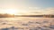Norwegian Nature: Sun Setting Over Snow Covered Field In Rural Finland