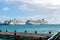 Norwegian NCL Star, Royal Caribbean Jewel and Royal Caribbean Serenade Cruise Ships docked in Philipsburg Sint Maarten