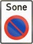 Norwegian regulatory road sign - No parking zone. Sone means Zone