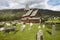 Norwegian stave church. Roldal. Historic building. Norway tourism highlight.