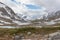 Norwegian summer landscape, wonderful view of snow-capped mountains with clean, cold air in summer, selective focus