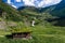 Norwegian typical grass roof country house in scandinavian panorama