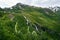 Norwegian uphill hiking path at beautiful landscape