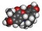 Noscapine antitussive drug molecule.  3D rendering. Atoms are represented as spheres with conventional color coding: hydrogen (