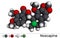 Noscapine molecule. It is non-sedating isoquinoline alkaloid used for its antitussive properties. Molecular model. 3D rendering