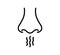 Nose and breath icon. Nasal breathing. Human organ of smell. Unpleasant smell. Nose inhales fragrance outline icon