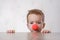 Nose clown background white child. kid color