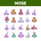 Nose Human Face Organ Collection Icons Set Vector