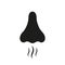 Nose Human Smell Black Silhouette Icon. Nasal Odor Sniff Glyph Pictogram. Bad Aroma Air Breath Flat Symbol. Nose Loss