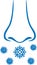 Nose infection icon, Nose icon, Nose pain blue vector icon.