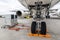 Nose landing gear on an Airbus A330 passenger plane. Le Bourget, France - June 20, 2019