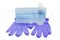 Nose and mouth mask with latex gloves and hydro alcoholic hand gel to prevent covid-19 coronavirus