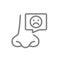 Nose with sad face in speech bubble line icon. Disease of nose, paranasal sinuses symbol