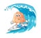 Nose surfing character. cartoon mascot vector