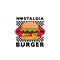 Nostalgia retro burger logo 90s style icon illustration trendy cartoon