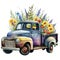 Nostalgic 1940S Truck With Flowers, Isolated on White Background - Generative AI