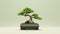 Nostalgic 3d Rendering Of Bonsai Tree On Green Table