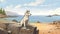 Nostalgic Anime Art: Akita Puppy On Nunavut Shores