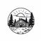 Nostalgic Black And White Cabin Emblem Design