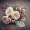 Nostalgic bouquet with vintage roses and lace. Mother\\\'s Day Flowers Design concept