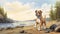 Nostalgic Bulldog Puppy Illustration On Saskatchewan Shores
