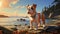 Nostalgic Bulldog Puppy Illustration On The Shores Of British Columbia