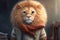 Nostalgic Charm: 3D Rendered Lion in Stylish Turtleneck