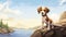 Nostalgic Children\\\'s Book Illustration: Beagle Puppy By The Shores Of Nunavut