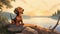 Nostalgic Children\\\'s Book Illustration: Dachshund Puppy By Ontario Shores