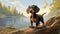 Nostalgic Children\\\'s Book Illustration: Dachshund Puppy By The Ontario Shores
