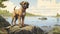 Nostalgic Children\\\'s Book Illustration: Mastiff Puppy By The Shores Of Nova Scotia