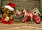 Nostalgic christmas decorations with antique toys