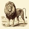 Nostalgic And Detailed Lion Illustration In Sepia Tone