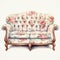 Nostalgic Floral Couch: Delicate Shading In Victorian Era Style