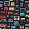 Nostalgic Gaming Revived: Illustration of Retro Joysticks from Classic Consoles