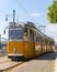 Nostalgic Historic Yellow Tram in Budapest, Hungary
