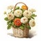 Nostalgic Illustration Of A Basket Full Of Flowers