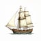 Nostalgic Illustration Of A Detailed 17th Century Schooner